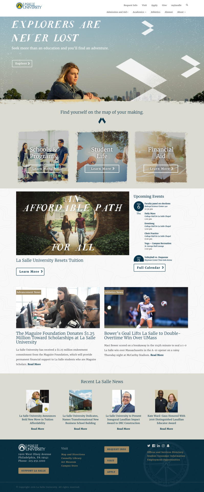 Homepage Design for La Salle University